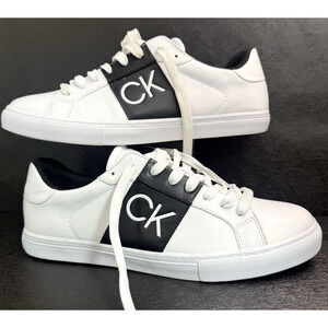 Calvin Klein Women's Reese Faux Leather Low Top Lace Up Sneaker Size 11